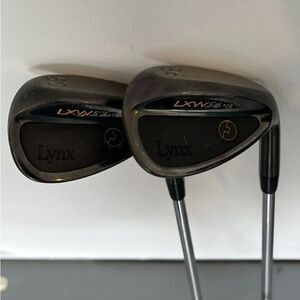 Two (2) Lynx 52 & 56 degree RH Golf Club pitching wedge steel shaft Box Groove